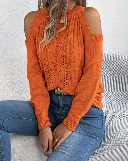 Off-Shoulder Twist Knit Sweater