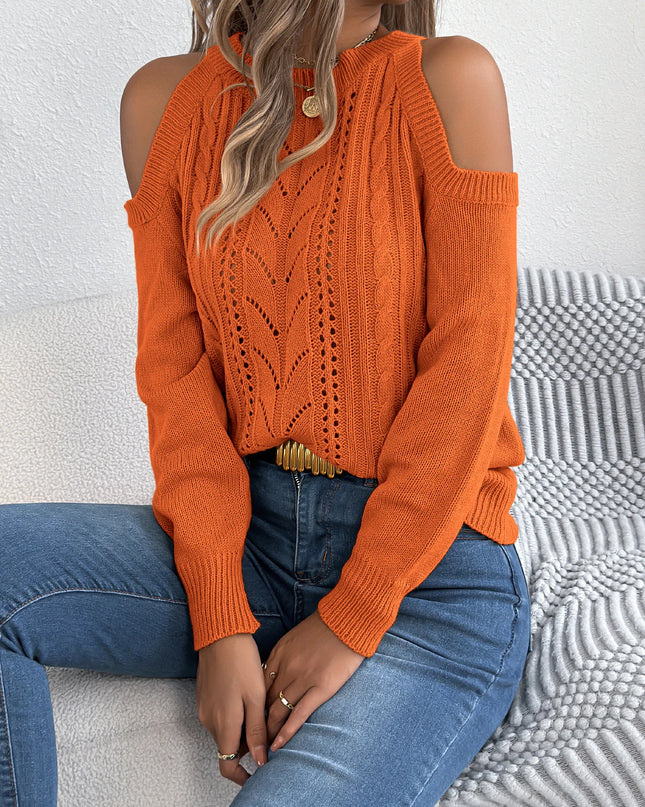 Off-Shoulder Twist Knit Sweater