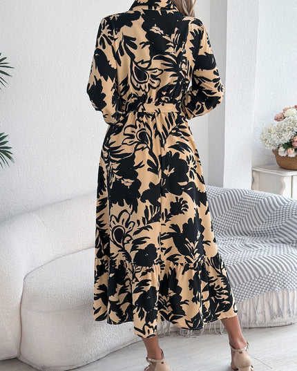 Lace Up Floral Maxi Dress