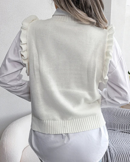 Ruffled Sleeveless Knit Vest