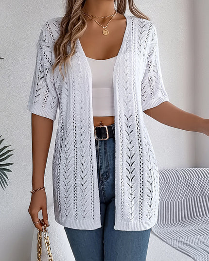 Hollow Out Short Sleeve Cardigan