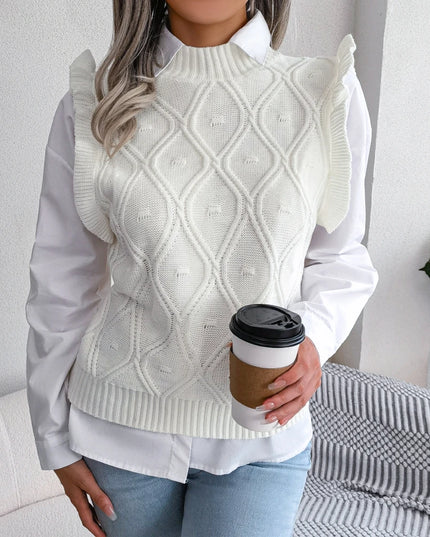 Ruffled Sleeveless Knit Vest