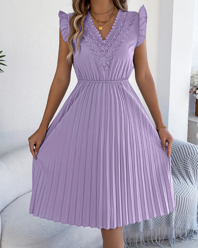 Lace Patchwork V-Neck Maxi Dress