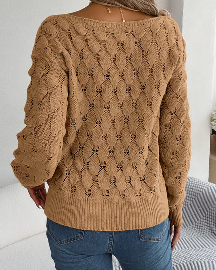 Hollow Out Slash Neck Sweater