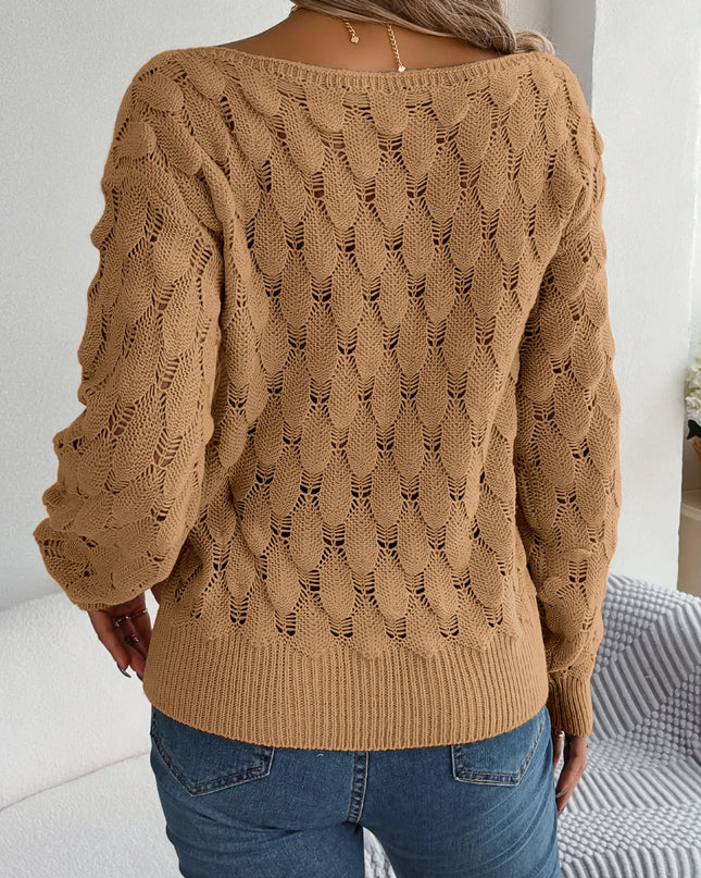 Hollow Out Slash Neck Sweater
