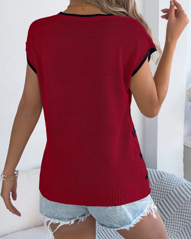 Twist Color Block Sleeveless Knit Top