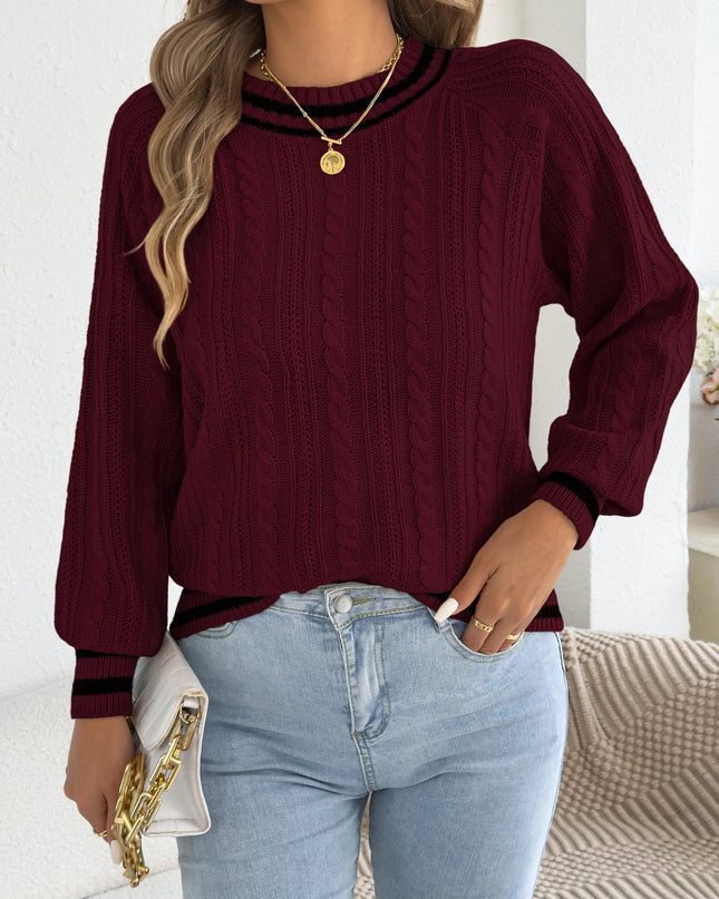 Color Block Stripe Knit Sweater