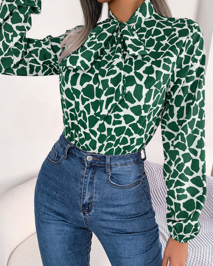 Bow Long Sleeve Chiffon Blouse