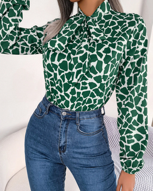 Bow Long Sleeve Chiffon Blouse