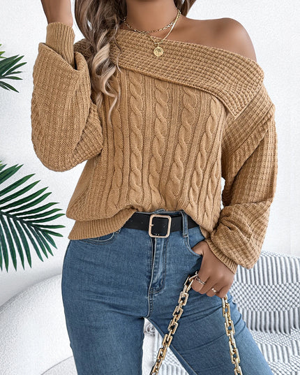 Off Shoulder Solid Pullover Sweater