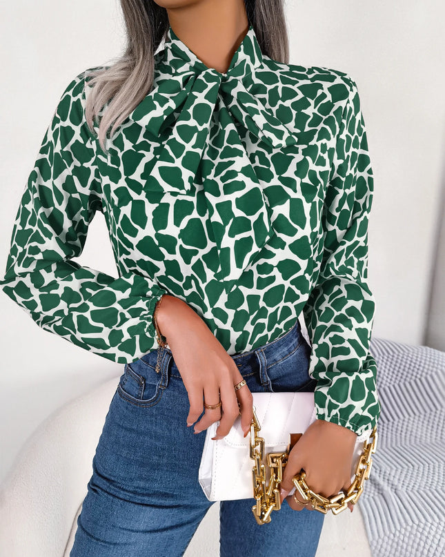 Bow Long Sleeve Chiffon Blouse