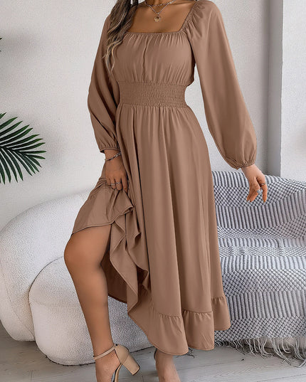 Ruffled Square Neck Maxi Dress