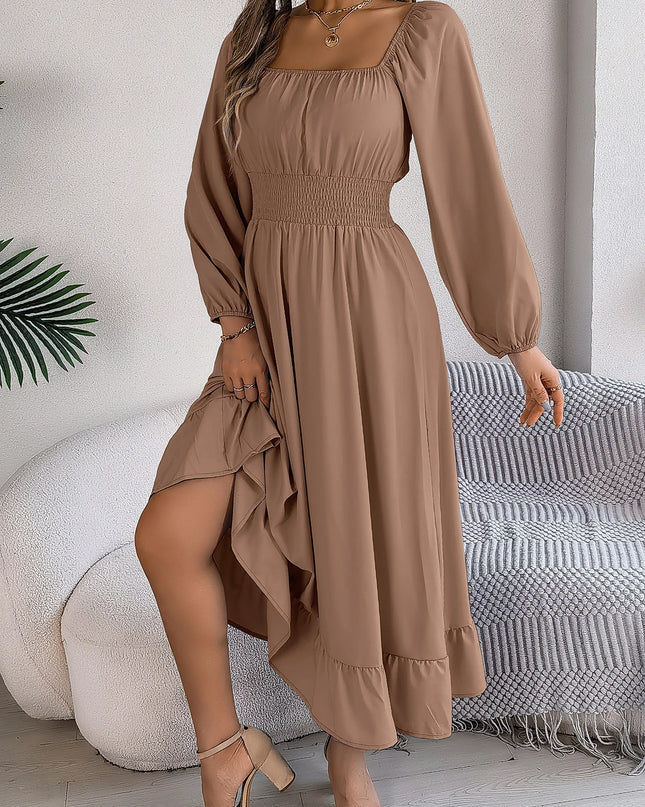 Ruffled Square Neck Maxi Dress