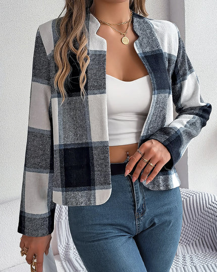 Autumn Winter Contrast Plaid Jacket