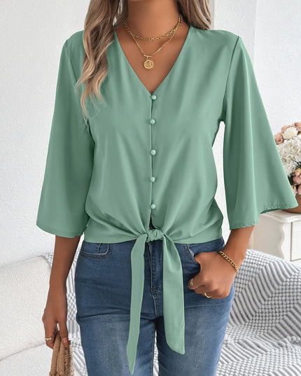Loose Flared Lace Up Shirt