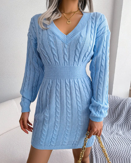 Slim Waist Knit Sweater Dress