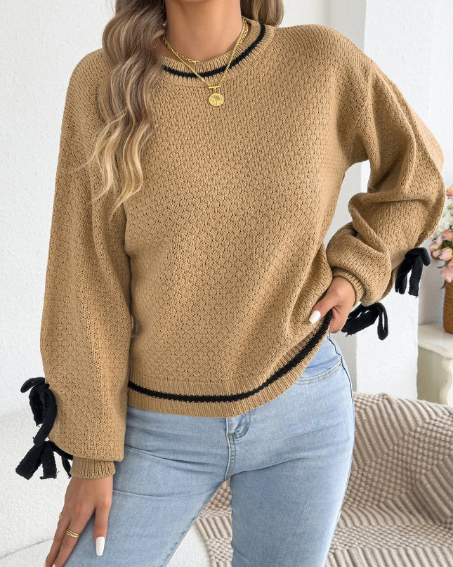 Bow Detail Striped Sweater