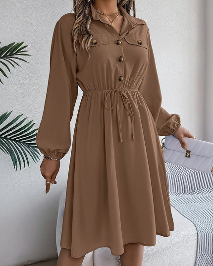 Button Tie Shirt Dress