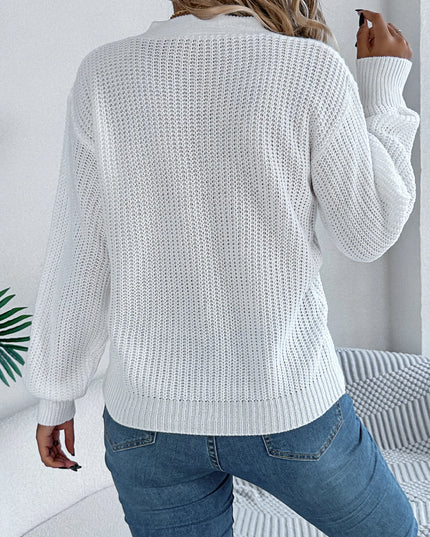 V Neck Hollow Out Pullover Sweater