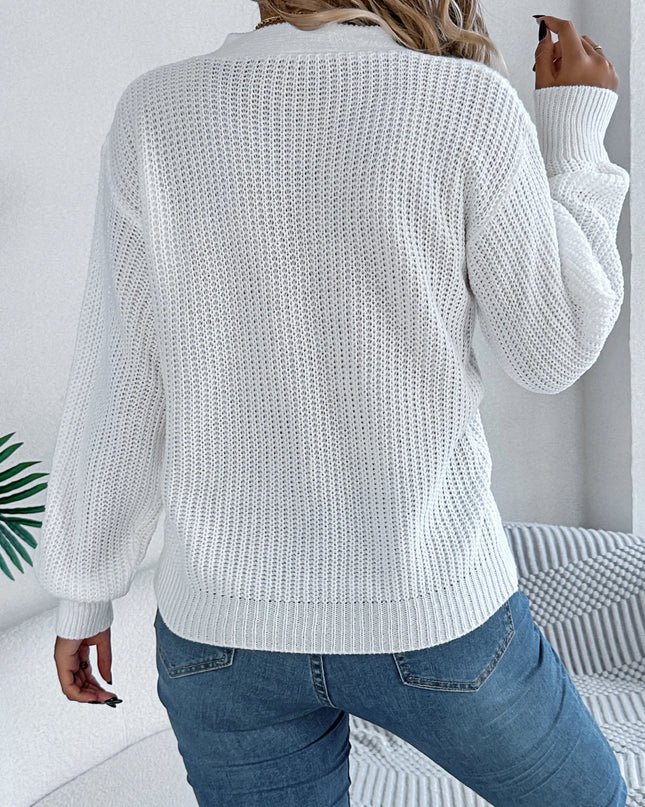 V Neck Hollow Out Pullover Sweater