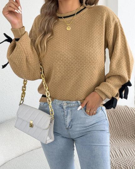 Bow Detail Striped Sweater