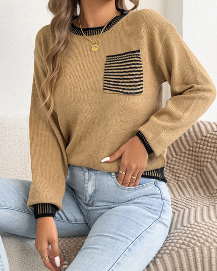 Color Block Striped Knit Sweater