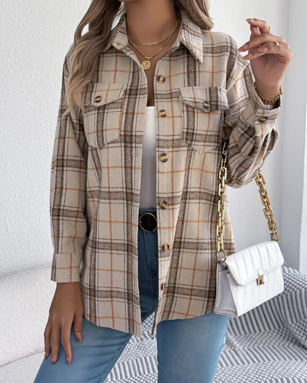Plaid Single Breasted Woolen Jacket