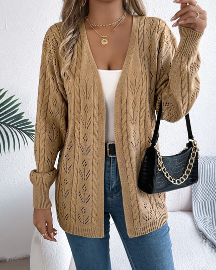 Hollow Out Lantern Sleeve Knit Cardigan