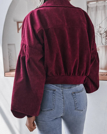 Corduroy Lantern Sleeve Jacket