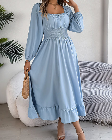 Ruffled Square Neck Maxi Dress