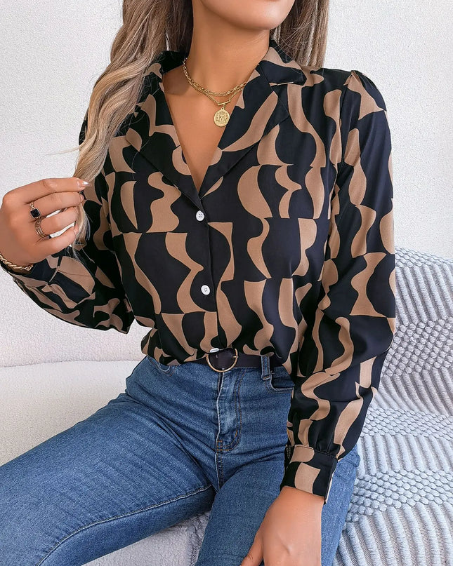 Stripe Collar Long Sleeve Shirt