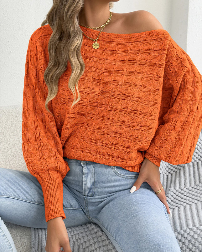 Round Neck Lantern Sleeve Sweater