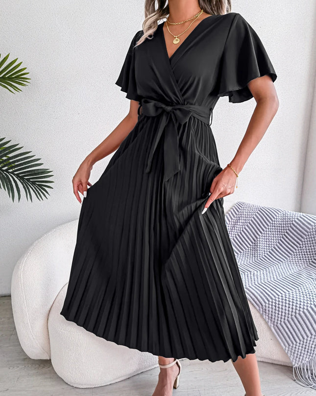 Pleated Chiffon Maxi Dress