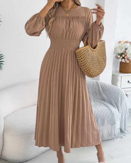 High Waist Long Sleeve Maxi Dress