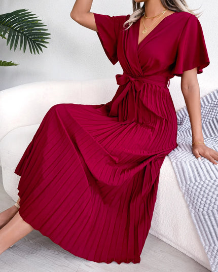Pleated Chiffon Maxi Dress