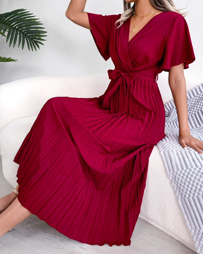 Pleated Chiffon Maxi Dress