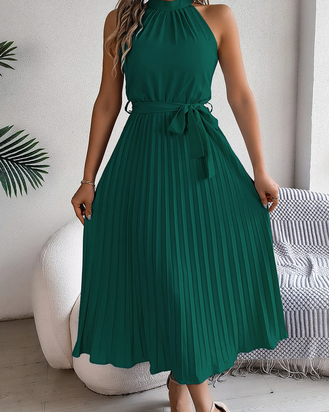 Sleeveless Pleated Long Dress