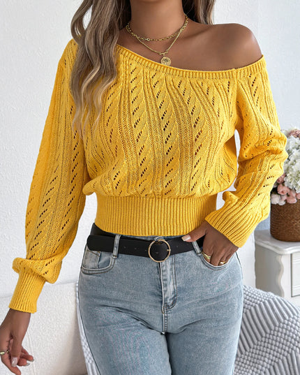 Off-Shoulder Slash-Neck Knit Sweater