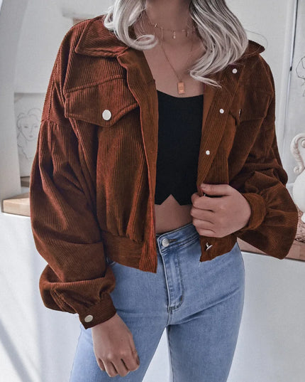 Corduroy Lantern Sleeve Jacket