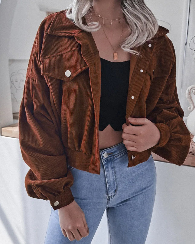 Corduroy Lantern Sleeve Jacket