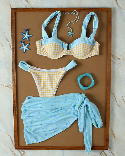 Print Bikini with Mini Skirt