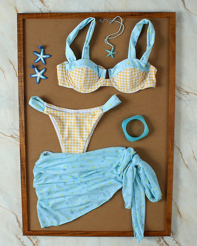 Print Bikini with Mini Skirt