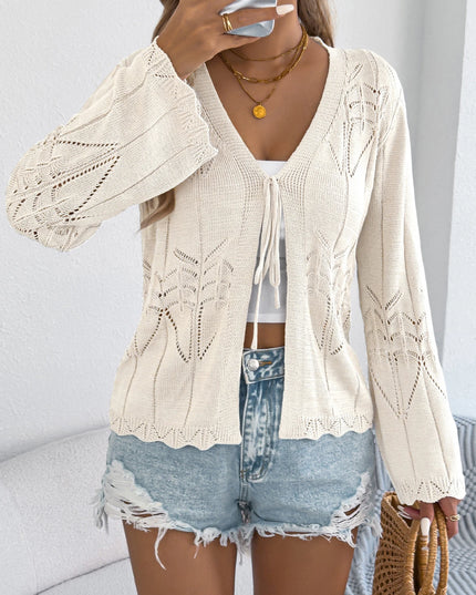 Autumn Lace-Up Knitted Cardigan