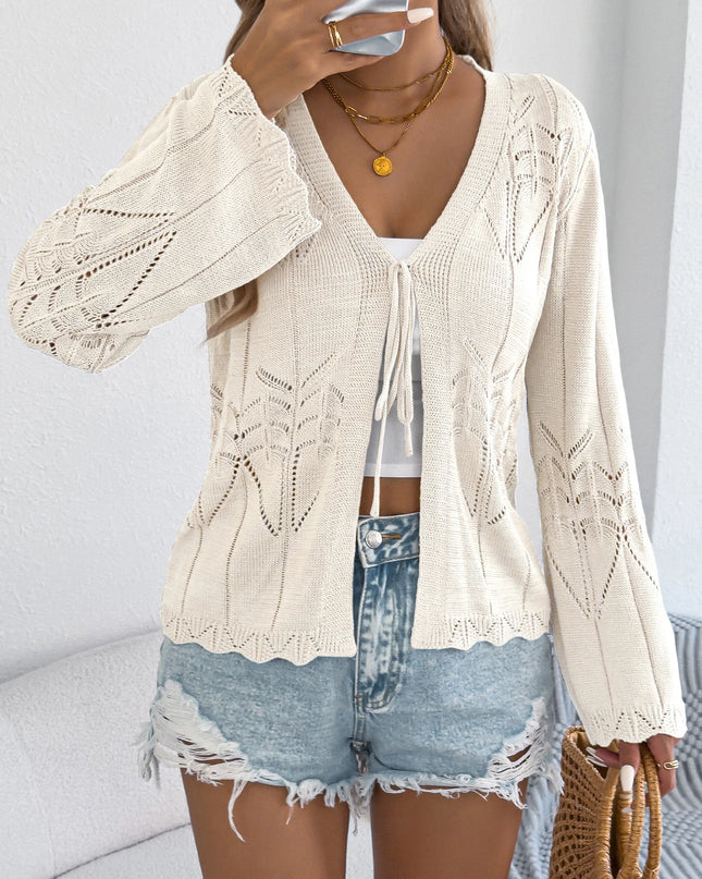Autumn Lace-Up Knitted Cardigan