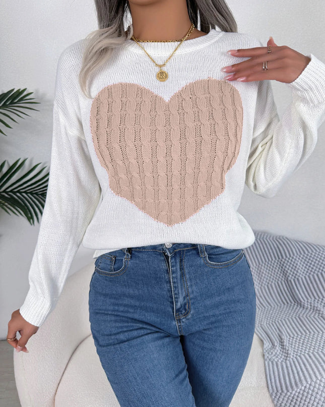 Heart Pattern Pullover Sweater