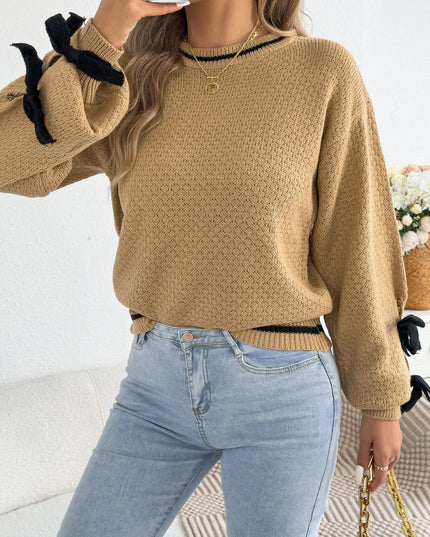 Bow Detail Striped Sweater