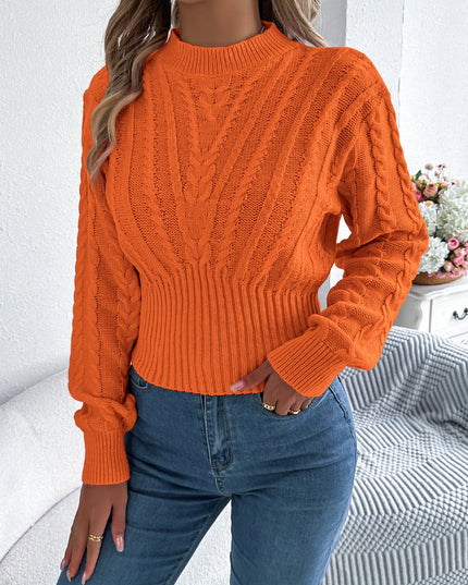 Twist Knit Mock Neck Sweater