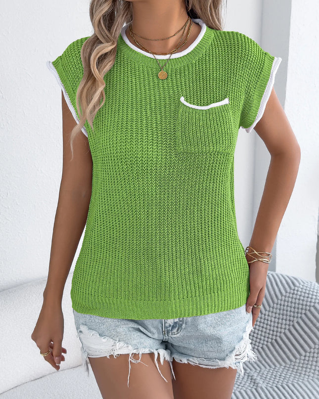 Stripe Sleeveless Knit Pullover