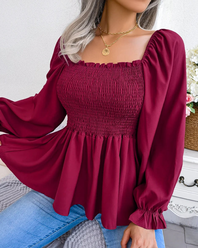 Ruffled Peplum Chiffon Blouse