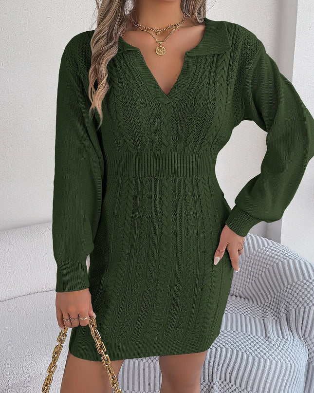 Lantern Sleeve Woolen Mini Dress